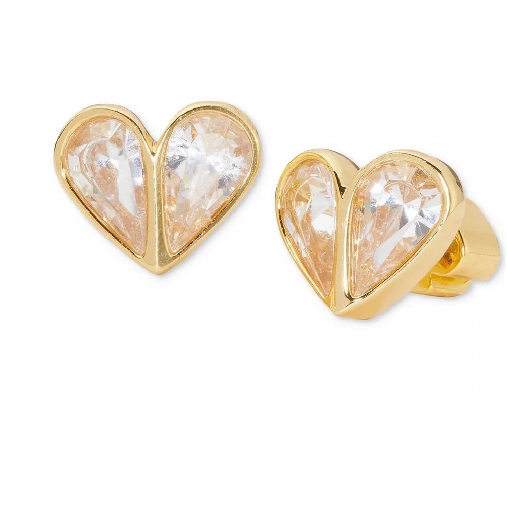 ♠️ kate spade ♠️ Rock Solid Crystal Heart Stud Earrings